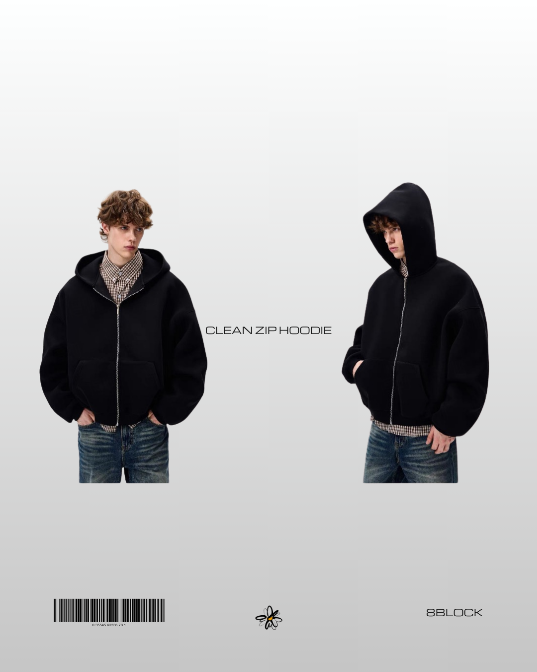 Clean zip hoodie